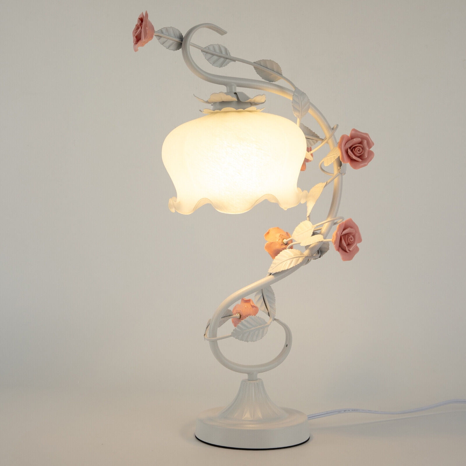 Flower Table Lamp - Lily Shaped Glass Lamp White Desk Light Decor ...