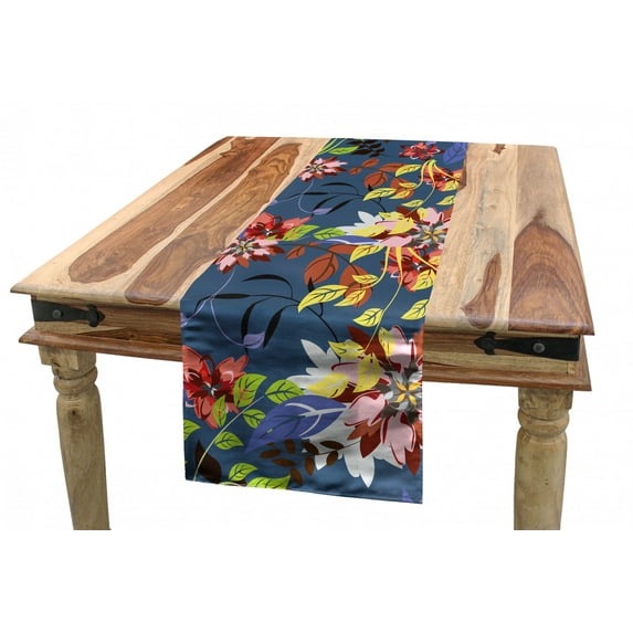 Flower Table Runner, Flourishing Spring Bloom Branches with Leaves Botanical Seasonal Succulent Beauty, Dining Room Kitchen Rectangular Runner, 3 Sizes, by Ambesonne