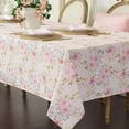 thumbnail image 1 of Flower Tablecloth, Pink Floral Table Cloth for Rectangle Tables,Waterproof Resistant Rose Table Cover for Valentines,Parties,Wedding Use Spring/Summer (60 X 120 Inch), 1 of 6