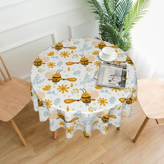 Flower Tablecloth Round Table Cloths 60 Inch Wrinkle Resistant Picnic Table Covers Washable for Holiday Kitchen Party Picnic -Leaves