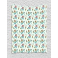thumbnail image 1 of Flower Tapestry, Artistic Circular Blossoms Herbs Leaves and with Geometrical Elements, Wall Hanging for Bedroom Living Room Dorm Decor, 60W X 80L Inches, Pale Blue Pink and Orange, by Ambesonne, 1 of 2