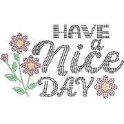 Flower Text Rhinestonet Iron on Transfer 11.7x8.3 Inch Heat Transfer Decal Bling Decals Clear Rhinestone Template Clothing Repair Applique for T-Shirt Clothing Pants Bags colorful DIY