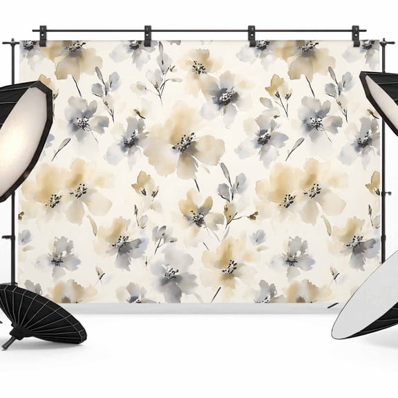 Flower Texture Backdrop for Photography, Yellow Watercolor Retro Decor Photo Backdrop Portrait Background Party Banner Photo Backgrounds for Studio Booth Props, 10x8ft