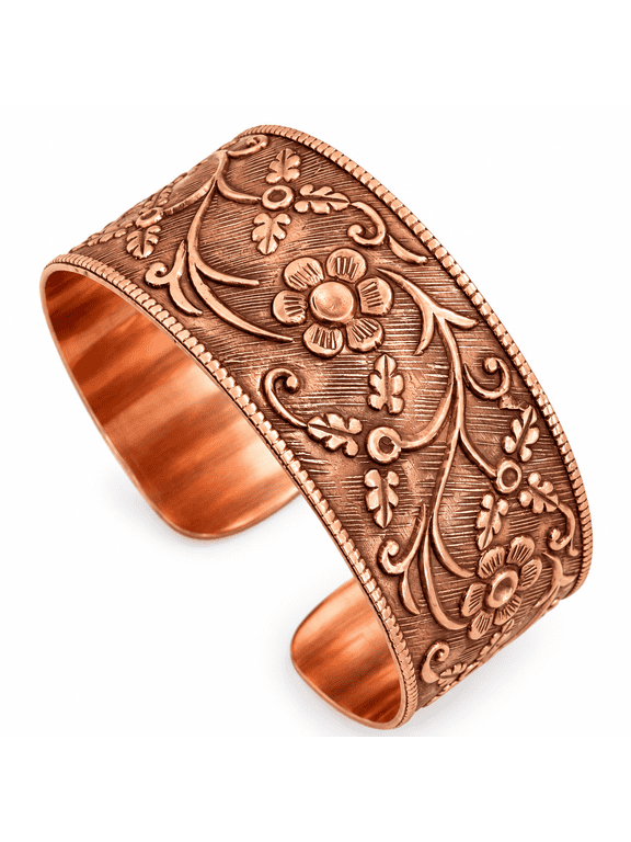 Flower Texture Copper Cuff for Health