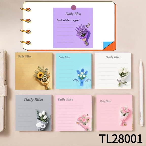 Flower - Themed Note Pads for Love (3.54×3.54 Inches) 100-Pack with105 Emoticon Stickers, Marking Key Points, Strong Adhesive for All Your Note - Taking Needs, Suitable for Various Surfaces