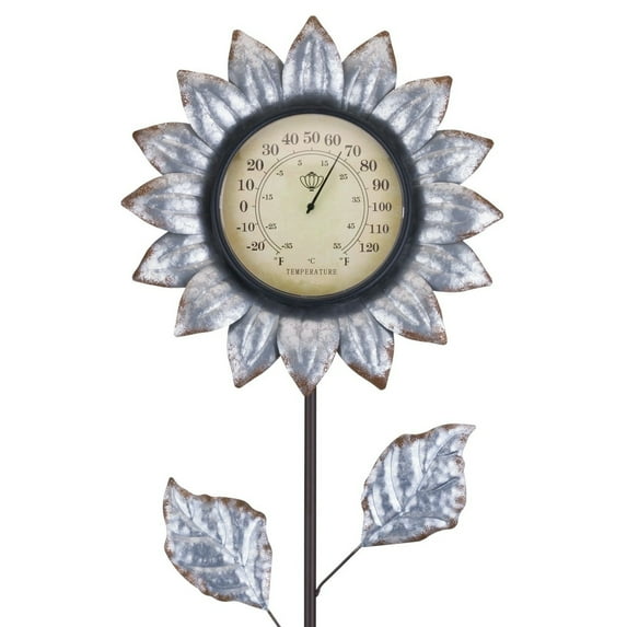 Flower Thermometer Stake - Galvanized
