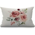 thumbnail image 1 of Flower Throw Pillow Cover Flower Floral Leaf Buds Pillow Case Waist Lumbar Red Cotton Linen Throw Pillow case Cushion Cover Sofa Home Decorative Rectangle Oblong 12x20 Inches, 1 of 5