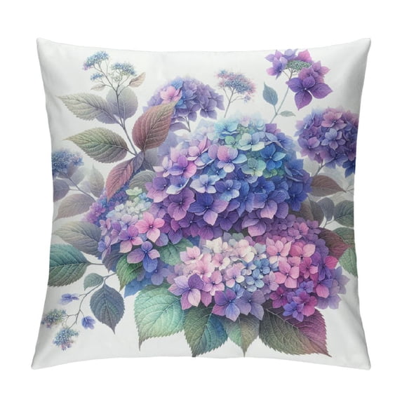 Flower Throw Pillow Covers Decorative Print Purple Accent Pillow Case Green Leaf Pillowcase Square Velvet Cushion Cover Bed Couch Bedroom Chair Colorful Beige