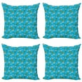 thumbnail image 1 of Flower Throw Pillow Cushion Case Pack of 4, Blooming Nature Pattern with Illustrated Lilies Spring Summer Theme, Modern Accent Double-Sided Print, 4 Sizes, Sky Blue Lilac and Green, by Ambesonne, 1 of 2