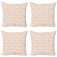 thumbnail image 1 of Flower Throw Pillow Cushion Case Pack of 4, Blossoming Nature Theme on Pastel Backdrop Hand Drawn Arrangement, Modern Accent Double-Sided Print, 4 Sizes, Pale Pink Lavender, by Ambesonne, 1 of 2