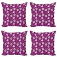 thumbnail image 1 of Flower Throw Pillow Cushion Case Pack of 4, Grunge Style Blurry Roughly Drawn Petals with Seeds Summer Blossom Art, Modern Accent Double-Sided Print, 4 Sizes, Dark Magenta Pale Mauve, by Ambesonne, 1 of 2