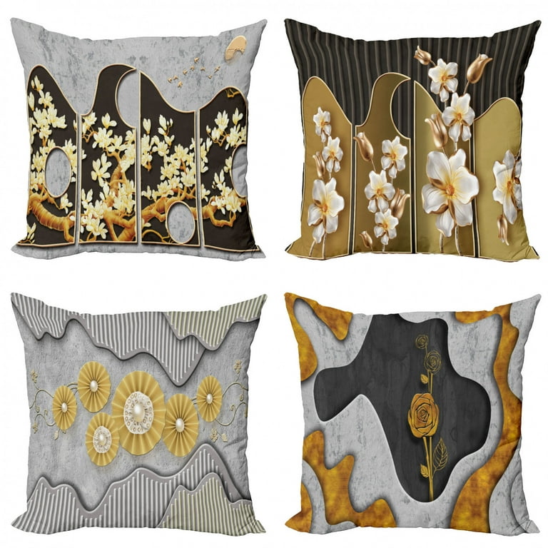 Floral Printed Throw Pillow Covers Set of 4 Accent Cushion 