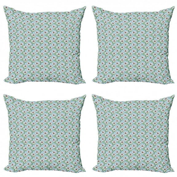 Ambesonne Flower Throw Pillow Cover 4 Pack, Lilies Garden, 24", Multicolor