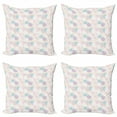 thumbnail image 1 of Flower Throw Pillow Cushion Case Pack of 4, Soft Toned Dahlia Floral Petals Inspirational Season Violet Leafage Blooms Spring, Modern Accent Double-Sided Print, 4 Sizes, Multicolor, by Ambesonne, 1 of 2