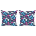 thumbnail image 1 of Flower Throw Pillow Cushion Cover Pack of 2, Colorful Silhouettes of Bindweed with Ornate Swirls and Curls on a Dark Background, Zippered Double-Side Digital Print, 4 Sizes, Multicolor, by Ambesonne, 1 of 2