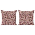 thumbnail image 1 of Ambesonne Flower Throw Pillow Cover 2 Pack, Floral Pattern with Rose, 16", Tan Pink Dark Green, 1 of 2