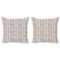 thumbnail image 1 of Flower Throw Pillow Cushion Cover Pack of 2, Hippie Style Floral Pattern with Multiple Petals Irregularly Placed on Background, Zippered Double-Side Digital Print, 4 Sizes, Multicolor, by Ambesonne, 1 of 2