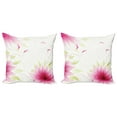 thumbnail image 1 of Ambesonne Flower Throw Pillow Cover 2 Pack, Abstract Natural Lotus, 20", Pink and White, 1 of 2