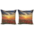 thumbnail image 1 of Ambesonne Poppy Flower Throw Pillow Cover 2 Pack, Scenic Field Sunset, 20", Multicolor, 1 of 6