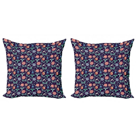 Flower Throw Pillow Cushion Cover Pack of 2, Spring Foliage Romantic Bouquet of Flowers Such as Bunch of Roses Colorful Jasmines, Zippered Double-Side Digital Print, 4 Sizes, Multicolor, by Ambesonne