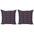 thumbnail image 1 of Flower Throw Pillow Cushion Cover Pack of 2, Vibrant Blooms Leaves Violet Bluebells Berries Botanical Pattern, Zippered Double-Side Digital Print, 4 Sizes, Dark Magenta Jade Green, by Ambesonne, 1 of 2