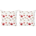 thumbnail image 1 of Ambesonne Vintage Throw Pillow Cover 2 Pack, Poppy Butterfly Romance, 18", Coconut and Red, 1 of 5