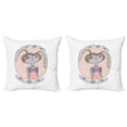 thumbnail image 1 of Ambesonne Flower Throw Pillow Cover 2 Pack, Bunny Portrait, 20", Multicolor, 1 of 2