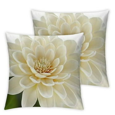 Flower Throw Pillows with Insert Included Decorative Handmade Accent Round Pillow Cushion for Couch Bedroom Aesthetic Home Decor White