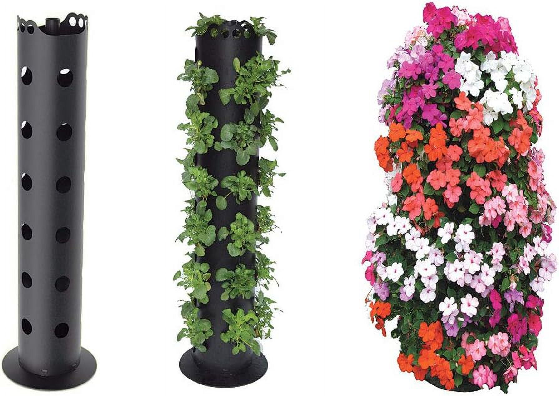 Sleek Vertical Free-Standing 3-Feet Black Planter Tower