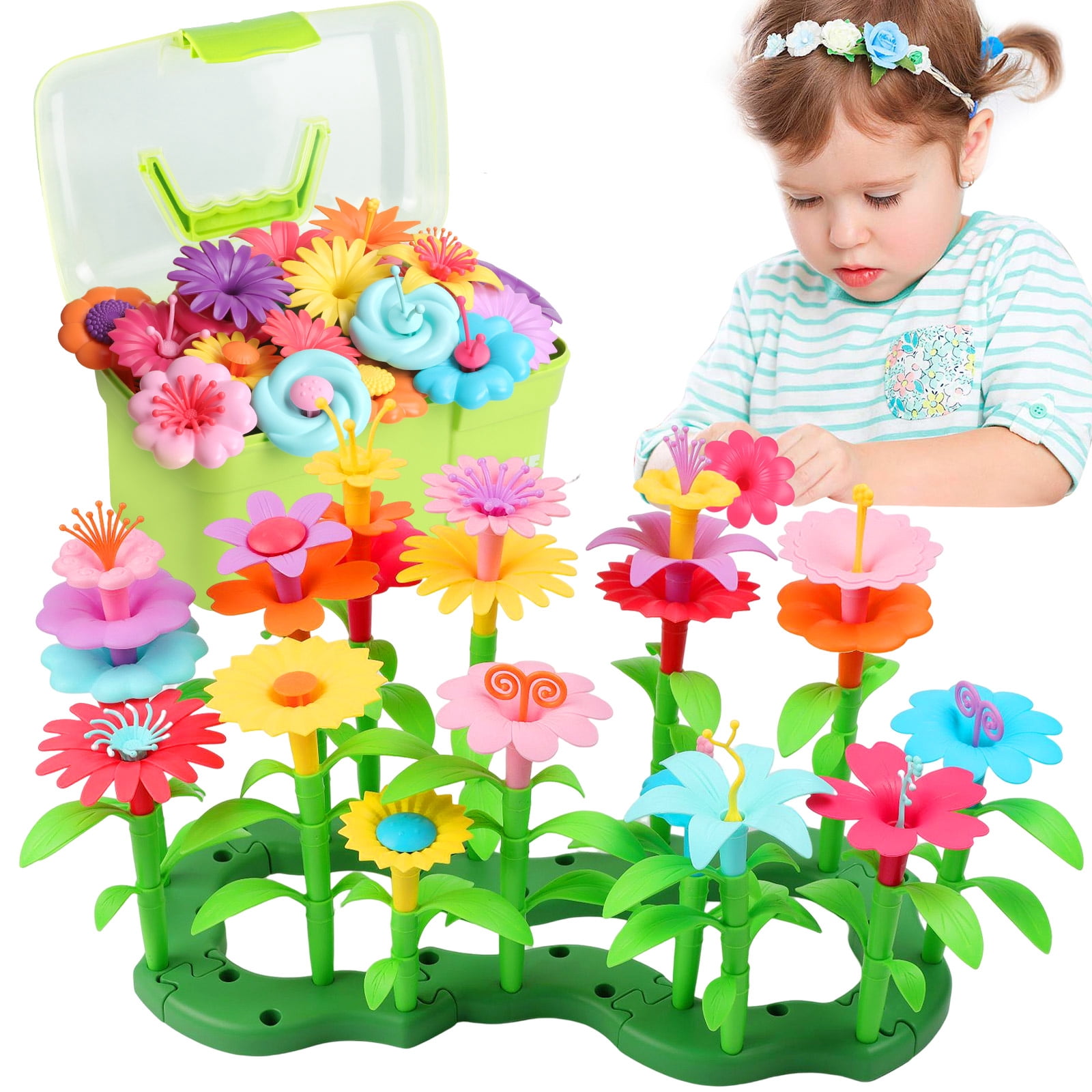 学校で作ったお花たて Flower-Building-Toy-Set-274-