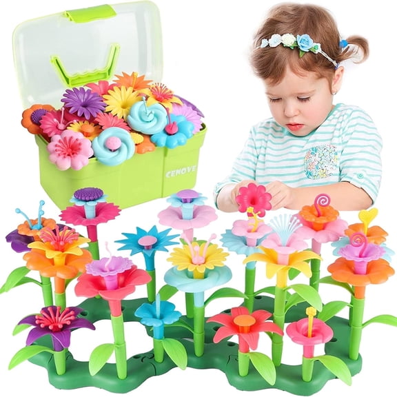 Flower Toys for Girls 3-6 Years ,Flower Garden Building Toys Educational Activity STEM Toys,Gifts for Girls age 3 4 5 6(130 PCS)