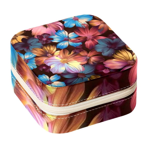 Flower Travel Portable Square Jewelry Box Organizing Rings Earrings Necklaces Bracelets for Girls Women