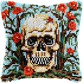 thumbnail image 1 of Flower Tree Growing Skull Latch Hook Pillow Kits Cushion Pillowcase with Pattern Printed Canvas Sofa Hooking Pillows Crafts Embroidery Latch Hooking Crochet Kits 17x17 inch(24), 1 of 6