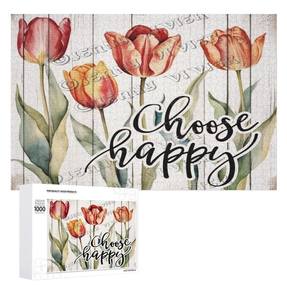 Flower Tulip - Choose Happy 1000 Piece Jigsaw Puzzle for Adults,1000 pc Large Piece Jigsaw,Fun Challenging Brain Exercise Family Game Creative Gift for Friends Parents Grandparents