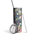 thumbnail image 1 of Flower Tumbler 20 Oz Travel Coffee Mug Floral Print Skinny Tumblers with Lid and Straw Stainless Steel Insulated Coffee Cups Gift for Flower Lover, 1 of 7