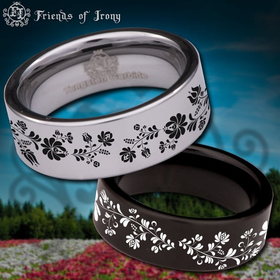 Flower Tungsten Carbide Ring