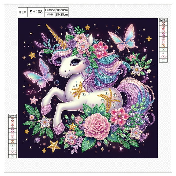 Flower Unicorn Pegasus Diamond Art Painting Kit