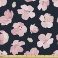 thumbnail image 1 of Flower Upholstery Fabric by the Yard, Doodle of Sakura Flora Cherry Blossoms, Decorative Fabric for DIY and Home Accents, 1 Yard, Night Blue Pale Pink by Ambesonne, 1 of 4