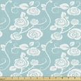 thumbnail image 1 of Ambesonne Flower Fabric by the Yard Upholstery, Pastel Style Swirling Roses, 1 Yard, Pale Turquoise and White, 1 of 5