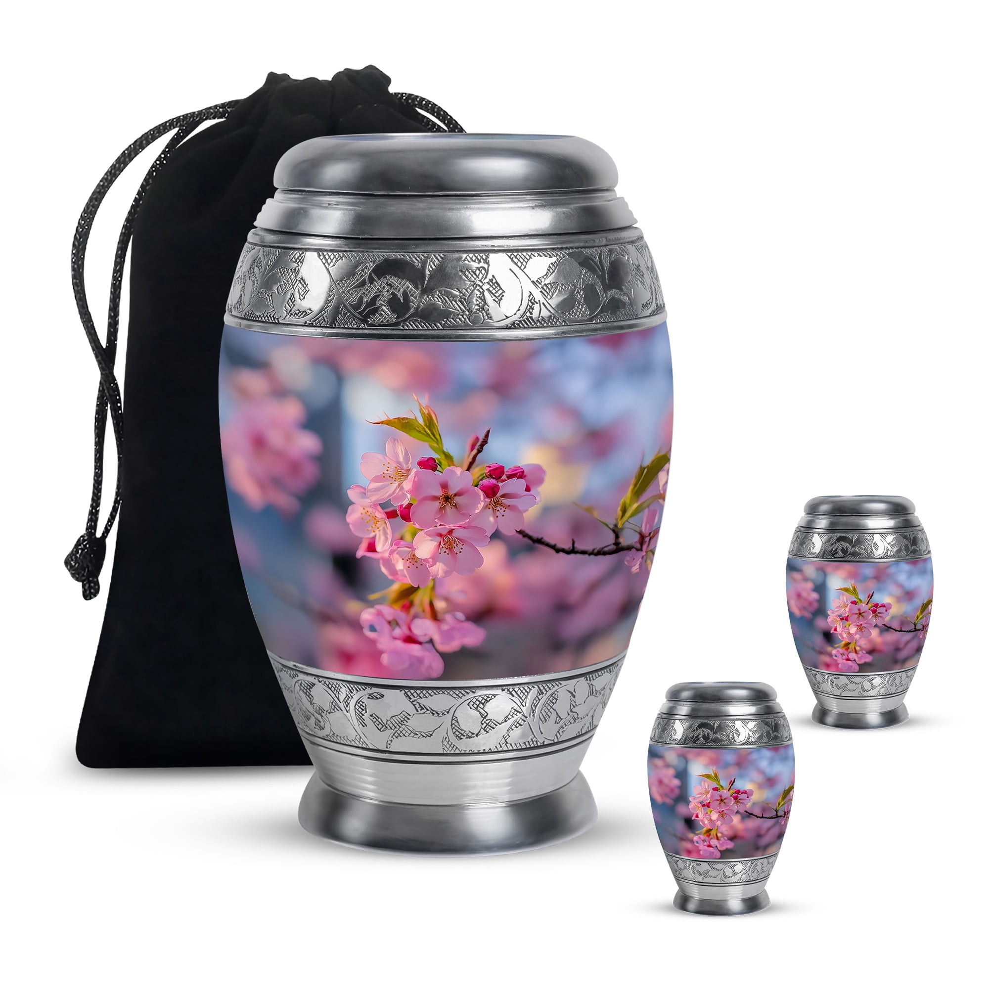 Flower Urns for Human Ashes, Funeral Urns for Women, Adult Urns for Human Ashes Men, Cremation Urns for Human Ashes Adult Male, Small Urn for Ashes(Size - 10inch 1Pcs, 3inch 2Pcs)