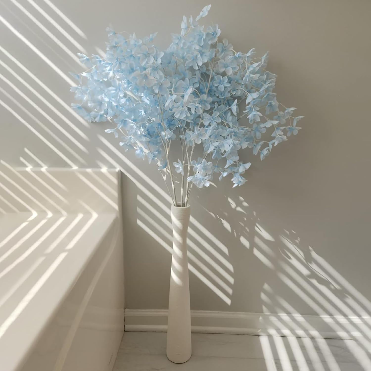 Tall White Ceramic Floor Vase for Pampas Grass and Flowers
