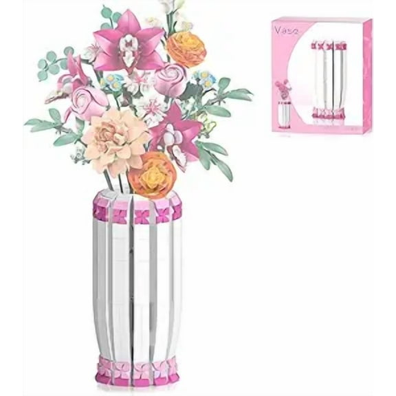 Flower Vase Building Blocks Set - DIY Rose Bouquet Display, Educational STEM Toy for Kids & Adults, Home Decor Centerpiece 503 Pcs