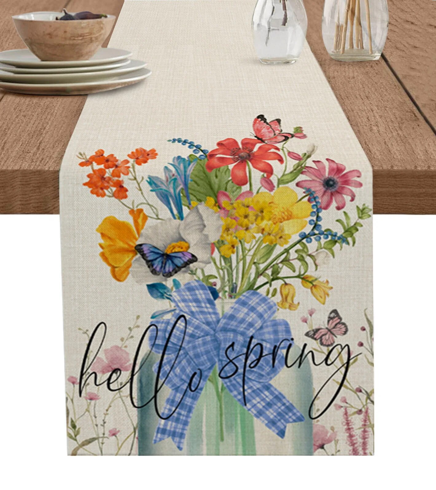 Flower Vase Butterfly Plant Table Runners Wedding Table Decoration for