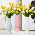 thumbnail image 1 of Plastic Flower Vase for Dry & Fresh Flowers, Imitation Rattan Woven & Porcelain Look, Decorative Geometric Container for Home & Office, 1 of 9