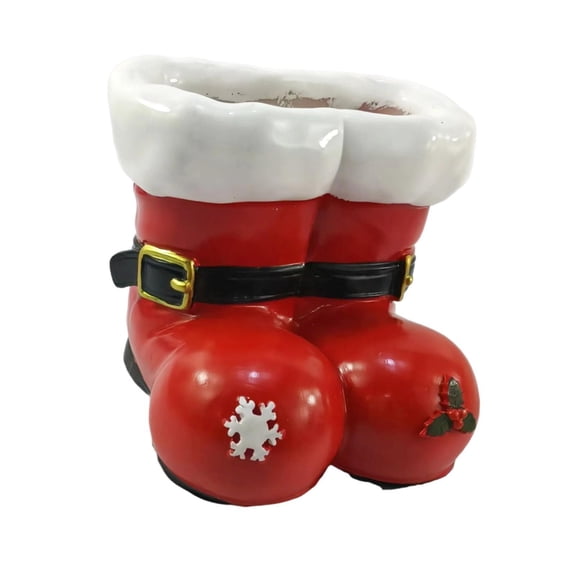 Flower Vase Desk Planter Red Boot Pot Resin Construction for Living Room Bedroom Christmas Centerpiece
