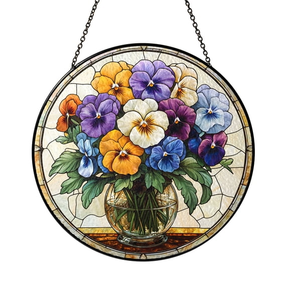 Flower Vase Glass Style Window Hanging – Home Decor