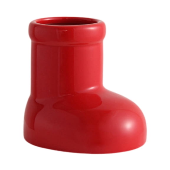 Flower Vase Plant Pot Bud Vase Red Boot Ceramic for Christmas Holiday Table Centerpiece Home Decor