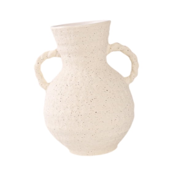 Flower Vase Rustic Ceramic White Jug with Handle Unique Design for Home Office Table Centerpiece Decor