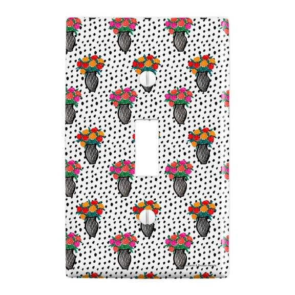 Flower Vases Pattern Plastic Wall Decor Toggle Light Switch Plate Cover