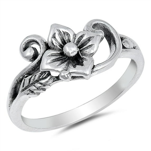 Flower Vine Filigree Women's Ring .925 Sterling Silver Band Jewelry Female Male Unisex Size 7
